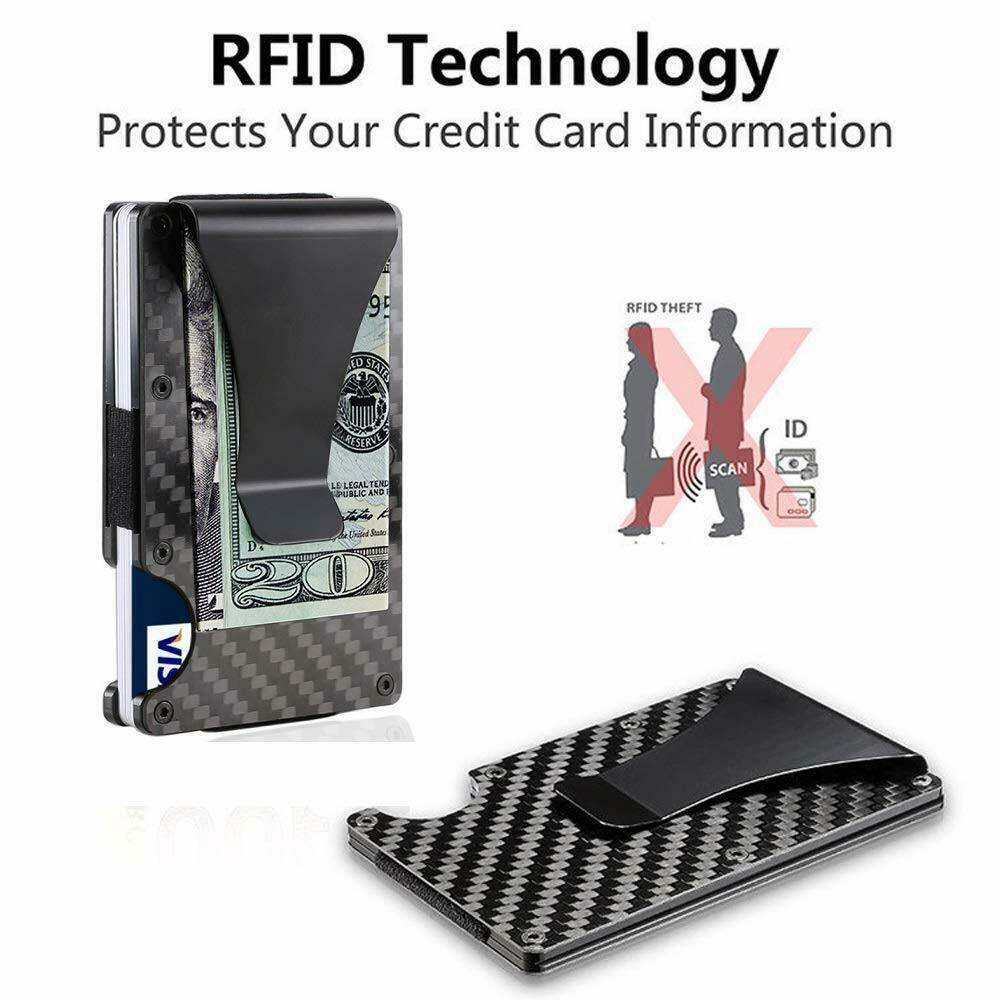 Ví đựng thẻ tín dụng rfid us ridge chất liệu sợi carbon mỏng màu đen đơn giản