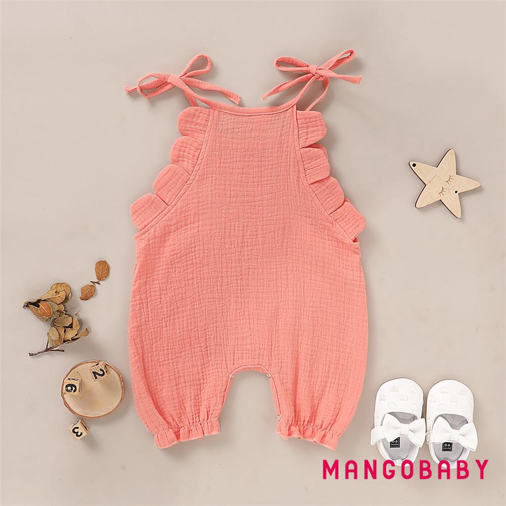 Jumpsuit Sát Nách Màu Trơn Chất Cotton Cho Bé