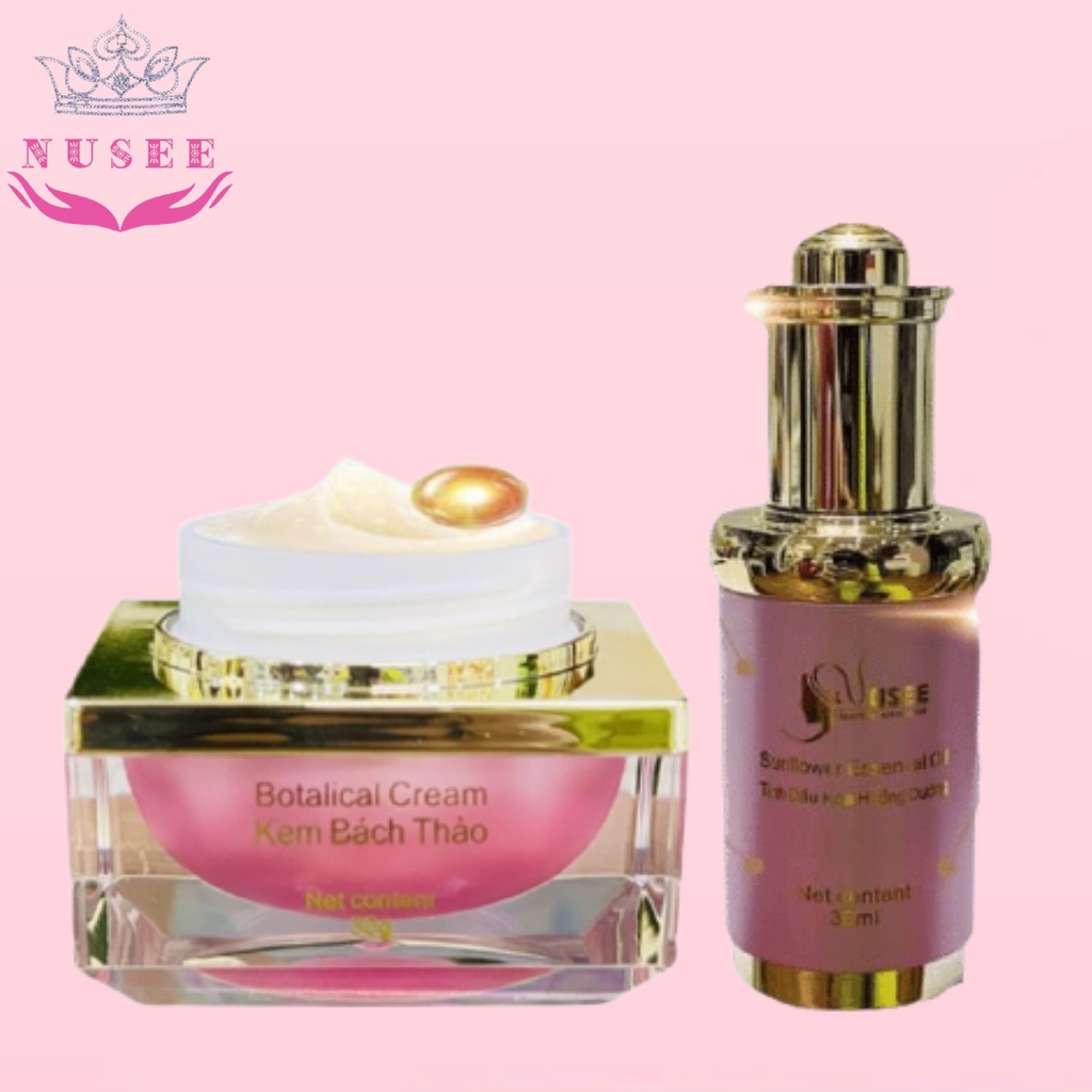 Combo Sản Phẩm Nusee mộc mỹ nhân Kem Bách Thảo và Tinh Dầu Hoa Hướng Dương . Mỹ Phẩm Cao Cấp