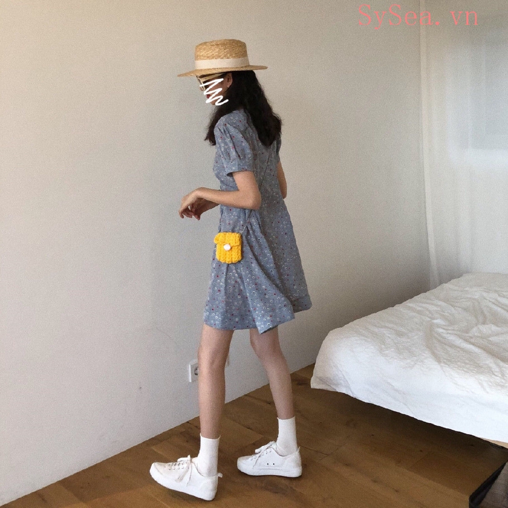 Đầm Chiffon Nữ Cổ Chữ V In Hoa