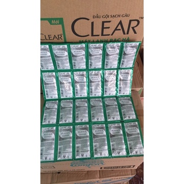 Dầu Gội Clear Sạch Gàu Mát Lạnh Bạc Hà 6g Dây 10 Gói