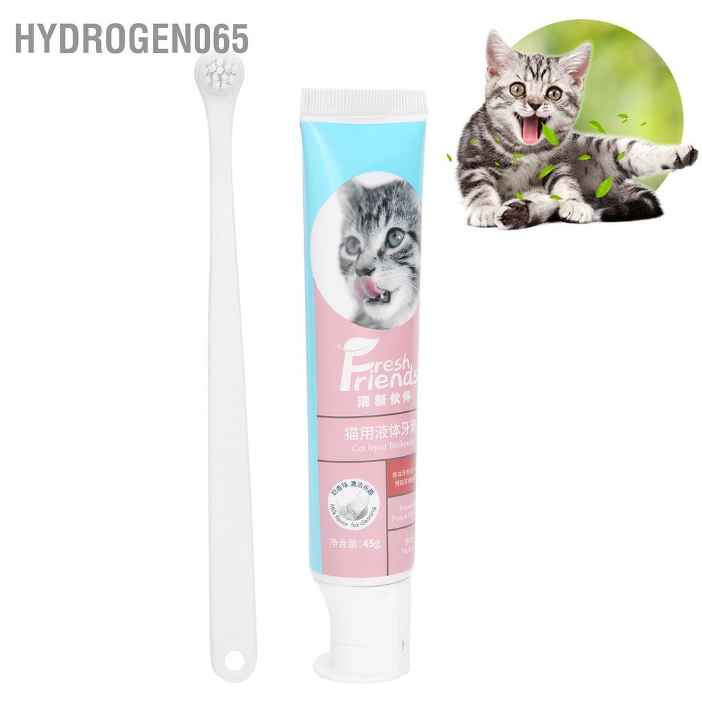 Hydrogen065 Bộ bàn chải đánh răng và kem Pet Cat Làm sạch Bàn đầu mềm Dụng cụ chăm sóc
