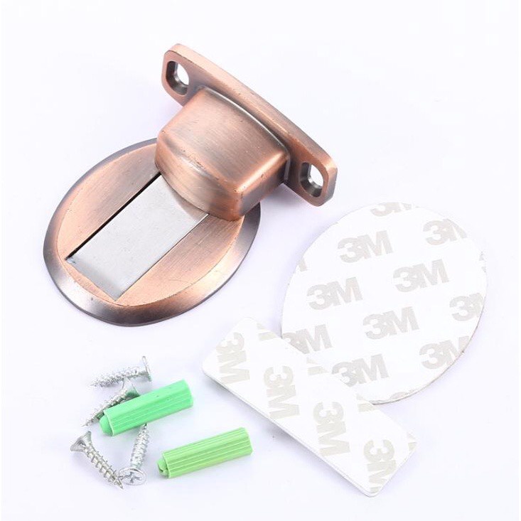 Chặn cửa hút đất chống va chạm, không cần đục lỗ, lực hút mạnh (sản phẩm bao gồm vít lắp và miếng dán dính)