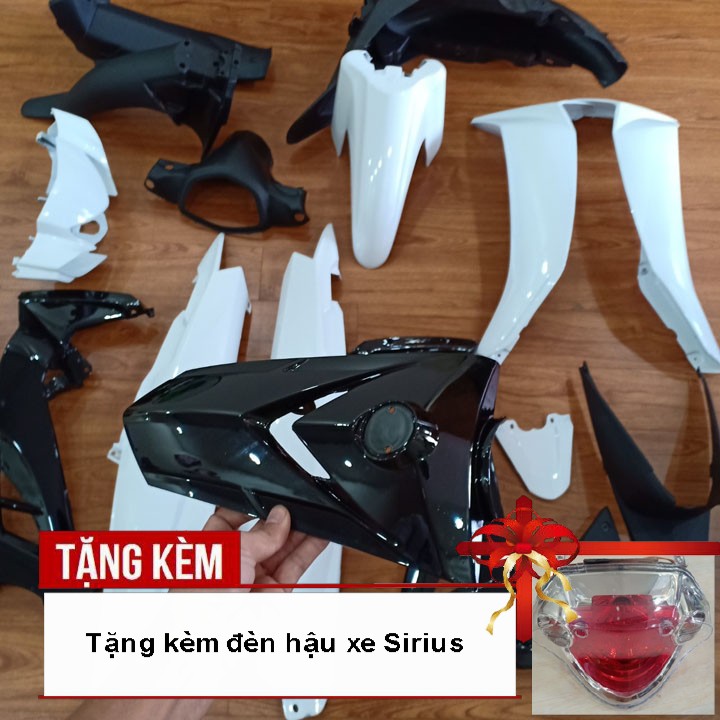 Dàn áo xe SIRIUS Loại Phanh Cơ  nhựa ABS nguyên sinh cao cấp màu TRẮNG - tặng kèm Củ hậu xe Sirius