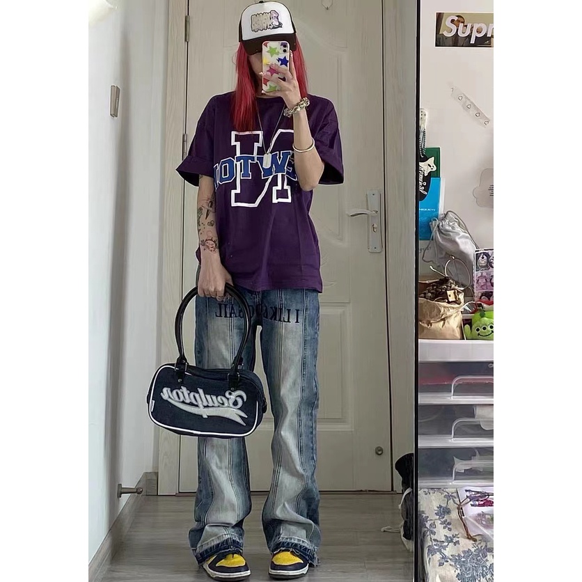 Quần jeans Nữ Lưng Cao Thêu Hoa Thời Trang Hàn