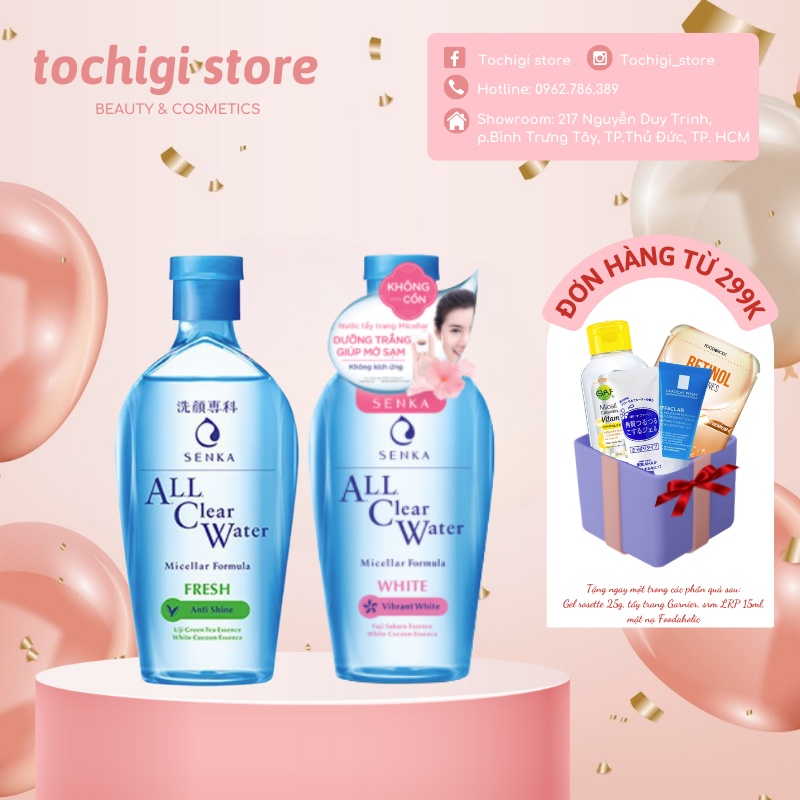 Nước tẩy trang dưỡng trắng Senka All Clear Water Micellar Formula 230ml Nhật Bản