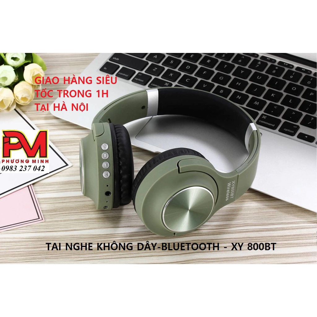 Tai Nghe Nhạc Headphone Bluetooth Chụp Tai Không Dây Có Mic, khe cắm thẻ nhớ, chân cắm 3.5mm  - XY 800BT