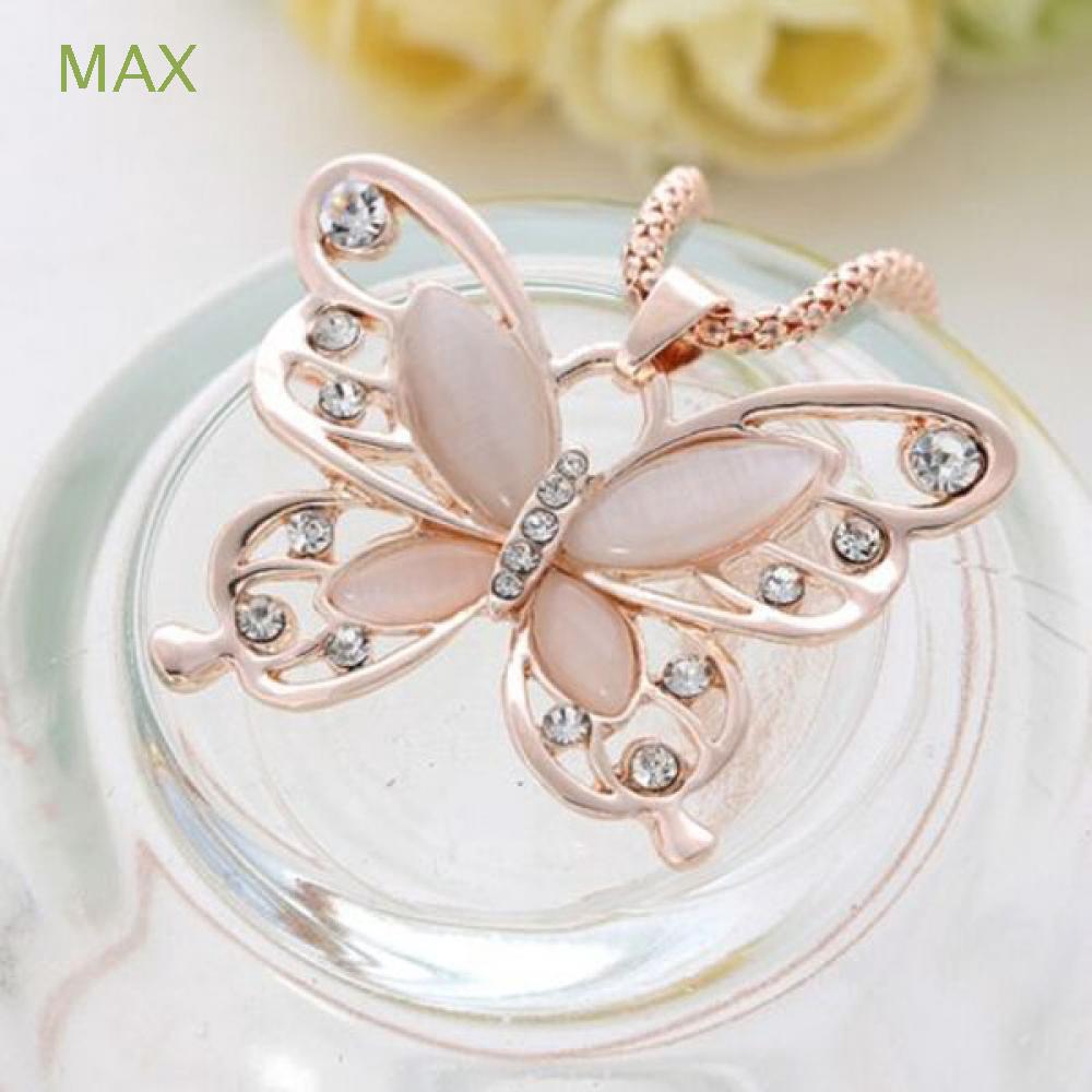 Dây chuyền mặt bướm mạ vàng đính đá Opal CZ