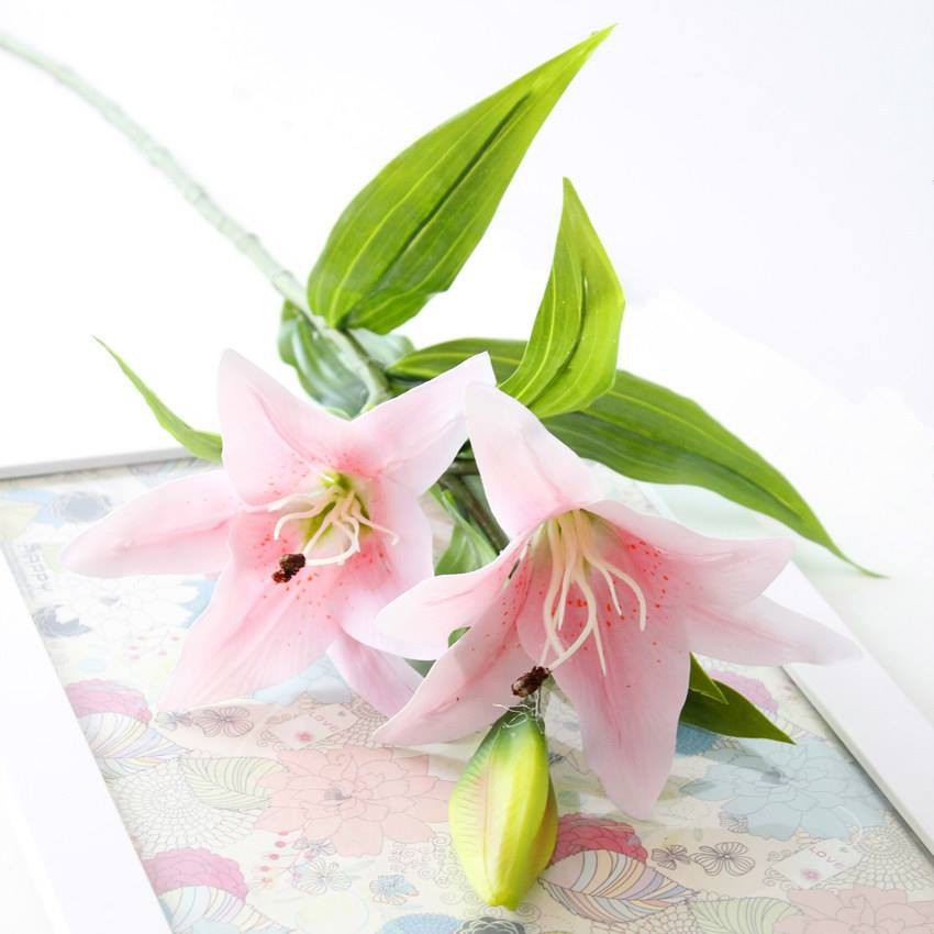 Hoa giả, cành hoa ly bằng vải siêu đẹp trang trí nội thất