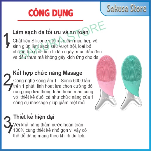 Máy rửa mặt đuôi cá WellDerma Cleansing Fish massage nâng cơ sạch mụn cho mọi loại da