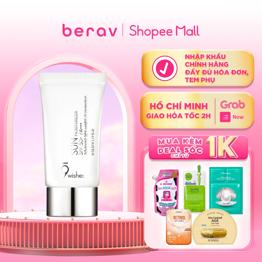 Kem Chống Nắng 9Wishes Bảo Vệ Da Và Cấp Ẩm Sun Moisturizer Spf 50+ Pa+++ 50ml