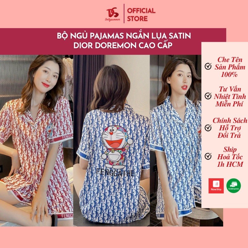 Đồ Bộ Ngắn Pijama Lụa Xịn Ít Nhăn Cực Mịn Mát