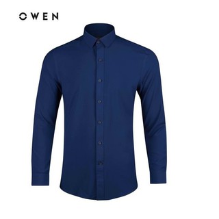 (ẢNH THẬT) OWEN - Áo sơ mi dài tay Owen regularfit 100% NANO màu xanh navy 81277