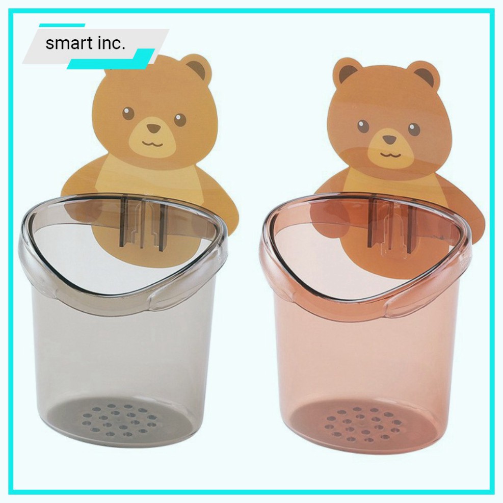 Kệ Để Hủ Ly Nhựa Đựng Bàn Chải Kem Đánh Răng Cho Bé Gắn Tường Houseware Giá Treo Cốc Khay Dán Tường Hình Thú Gấu Cute