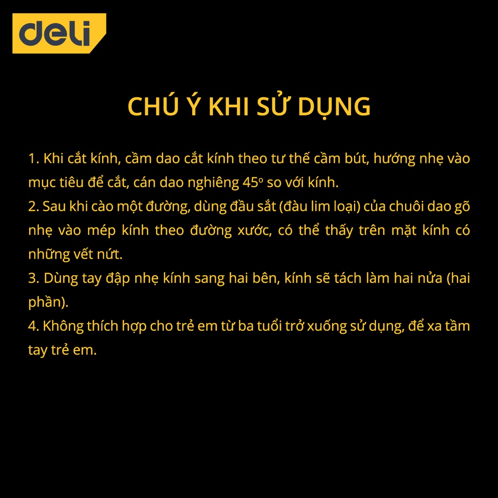 Dao Cắt Kính Thủy Tinh Deli 180mm Chất Lượng Cao - Lưỡi Dao Sắc Bén, Đường Cắt Gọn Đẹp, Thiết Kế Nhỏ Gọn - DL2701