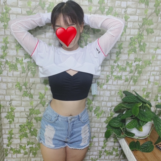 Áo Croptop Hở Chân Ngực Form Rộng Phối lưới