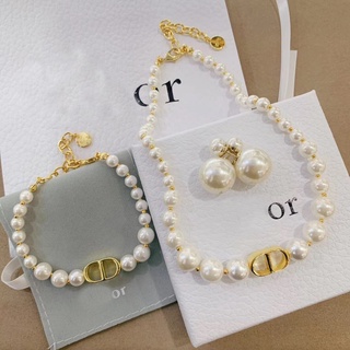  Vòng cổ/ Vòng tay/ Khuyên tai đính hạt ngọc trai đơn giản thời trang có bán lẻ hộp quà