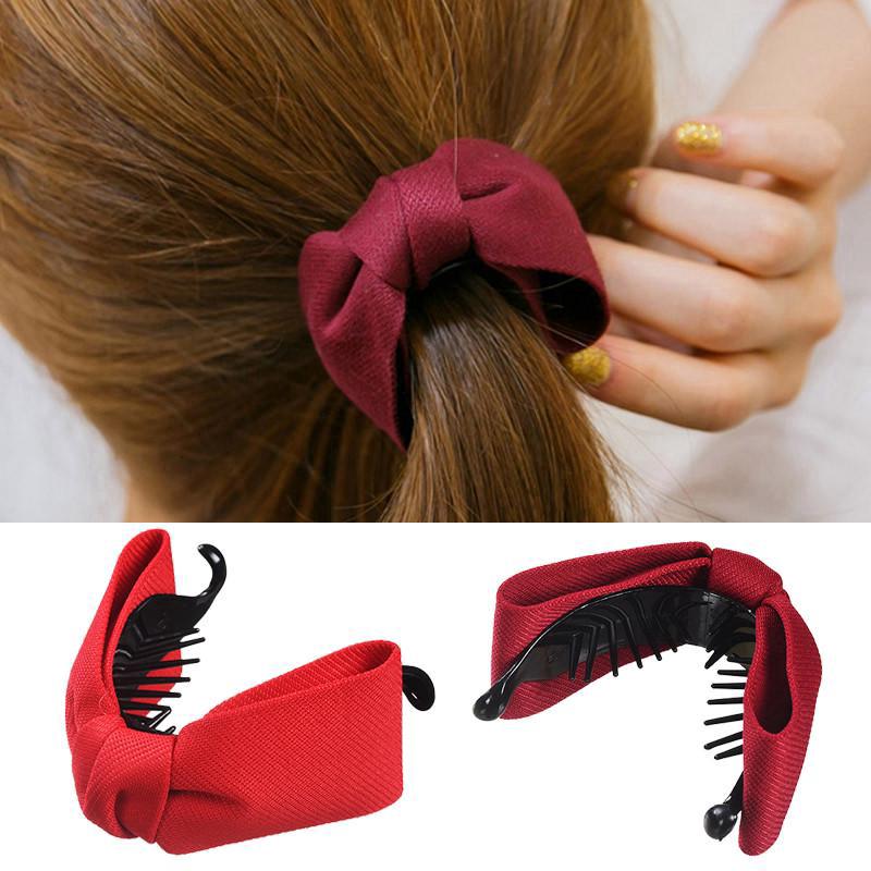 Kẹp càng cua đính nơ vải phong cách Hàn Quốc