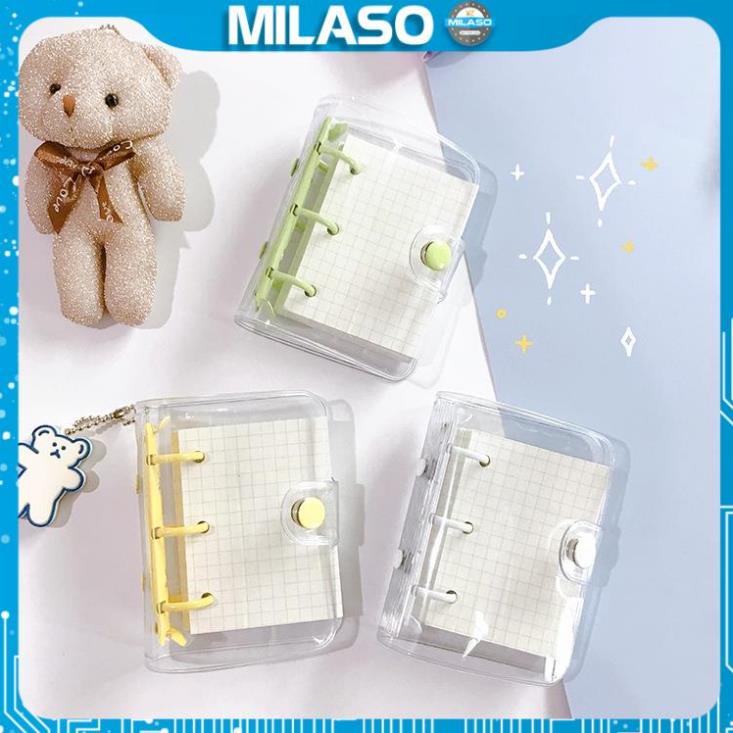 Sổ còng mini MILASO sổ ghi chép gáy còng bìa nhựa trong suốt có thể thay giấy SN-001335