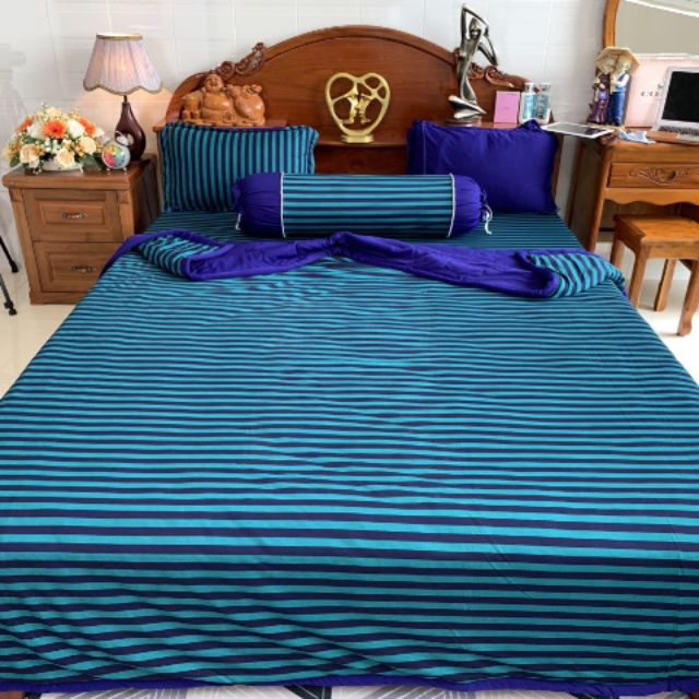 Bộ ga thun thái phối 1m6x2m