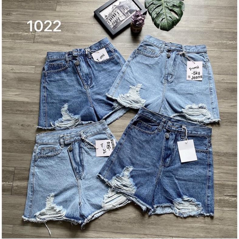 Quần short jean nữ rách size từ 40kg đến size đai 75kg mẫu rách quần short lưng cao hàng VNXK MS1022 - 2KJean ་