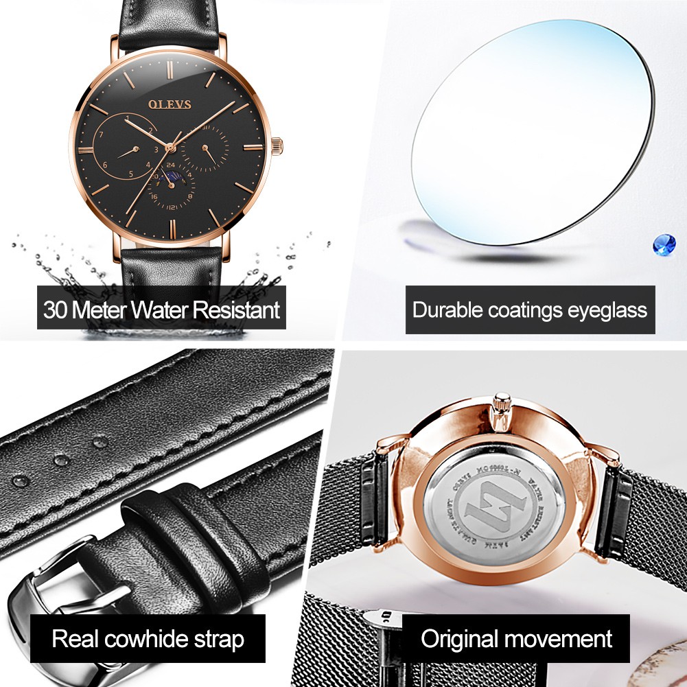 Đồng hồ đeo tay nam Olevs Chronograph đen sang trọng - L6860G02 - Hàng Chính Hãng