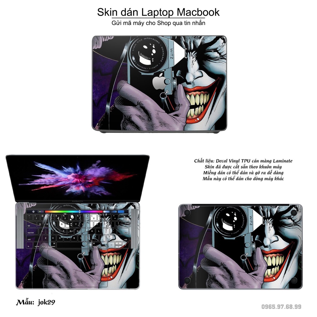 Skin dán Macbook mẫu Joker (đã cắt sẵn, inbox mã máy cho shop)