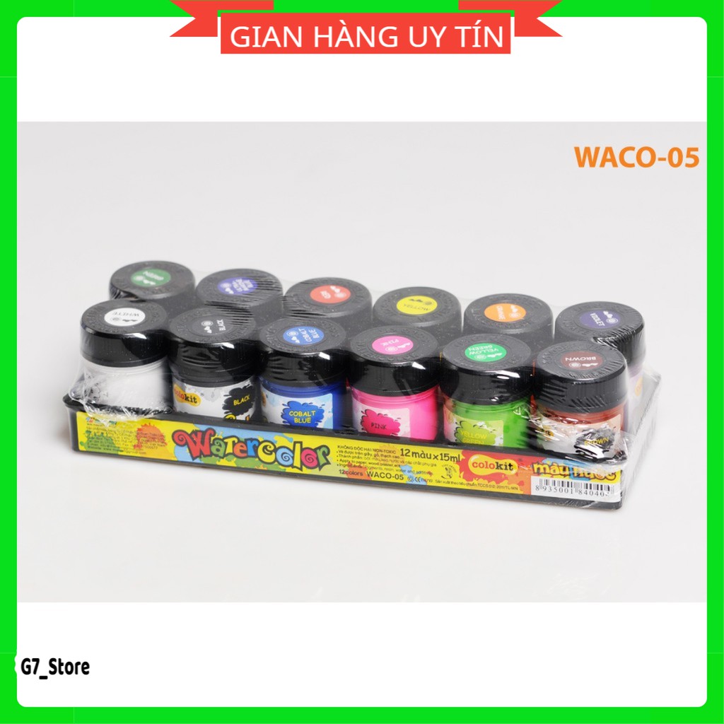  (SALE) màu nước 12 màu Thiên Long WACO-05,màu vẽ 12 màu