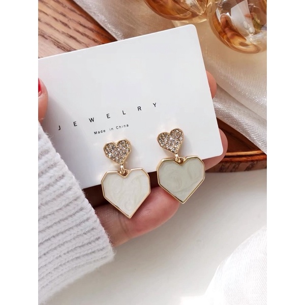 Hoa tai đính đá hình trái tim - Maben