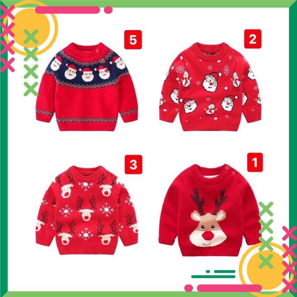Áo len đỏ Mini họa tiết Noel