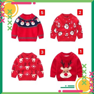 Áo len đỏ Mini họa tiết Noel