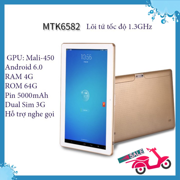 🆕 Máy tính bảng Tablet MTK6582 1.3GHz RAM 4G/ROM 64G 10.1inch Android 6.0