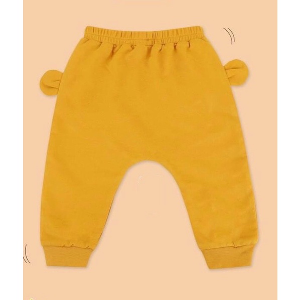 Quần dài đáp đũng đóng bỉm tai thú  chất cotton len nghộ nghĩnh cho bé trai, bé gái size 8-15 kg