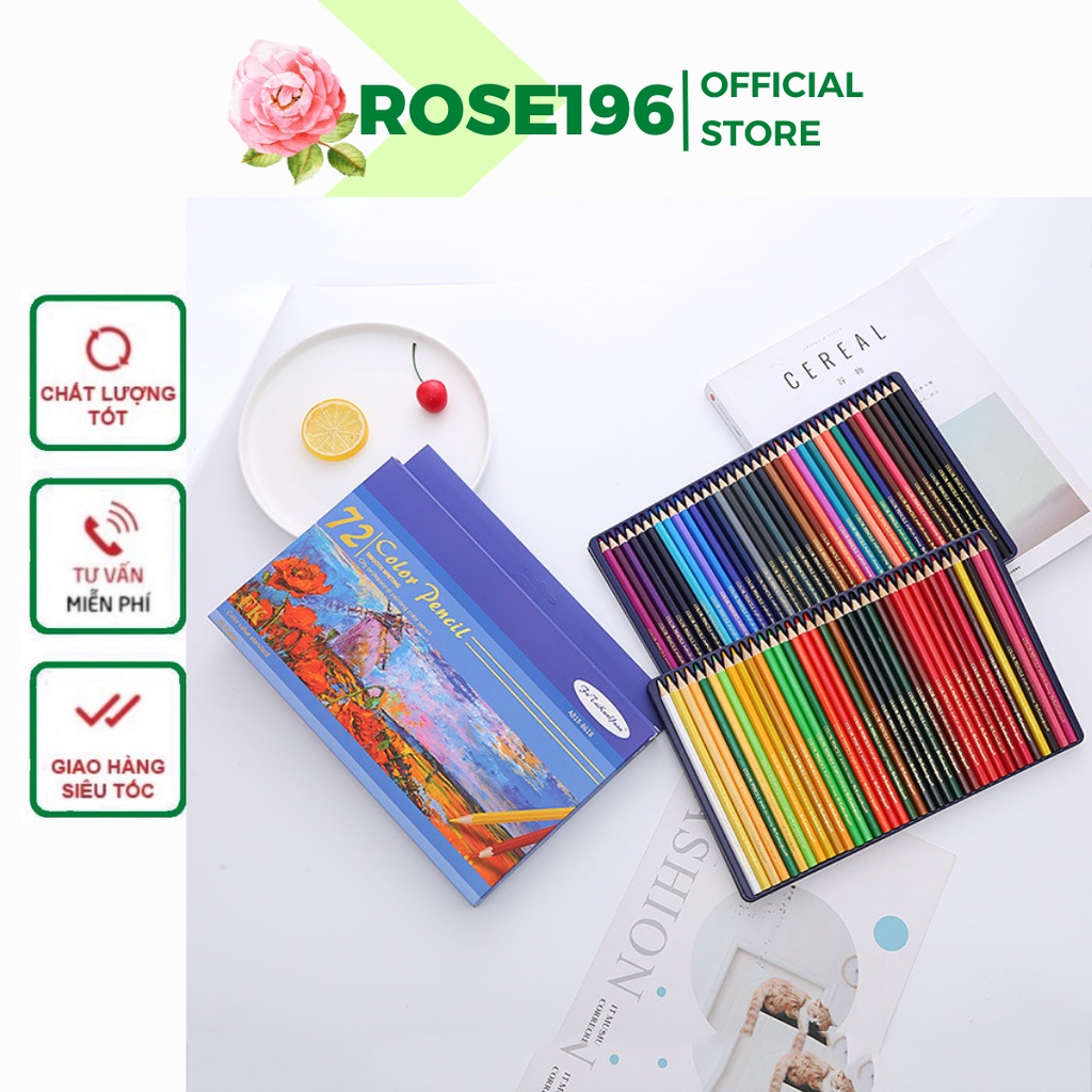 Bộ Bút Chì 72 Màu Chất Liệu Gỗ An Toàn - Bút Chì Màu Gốc Dầu ROSE196