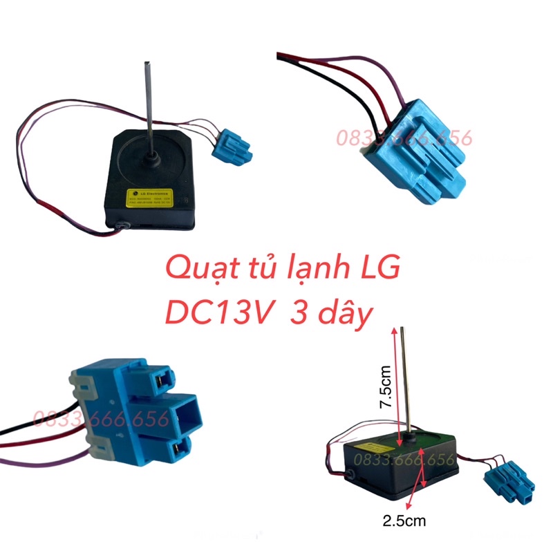 [Mã ELHA22 giảm 5% đơn 300K] Quạt tủ lạnh LG DC13V 3 dây - Motor quạt tủ lạnh LG DC 13V 3dây