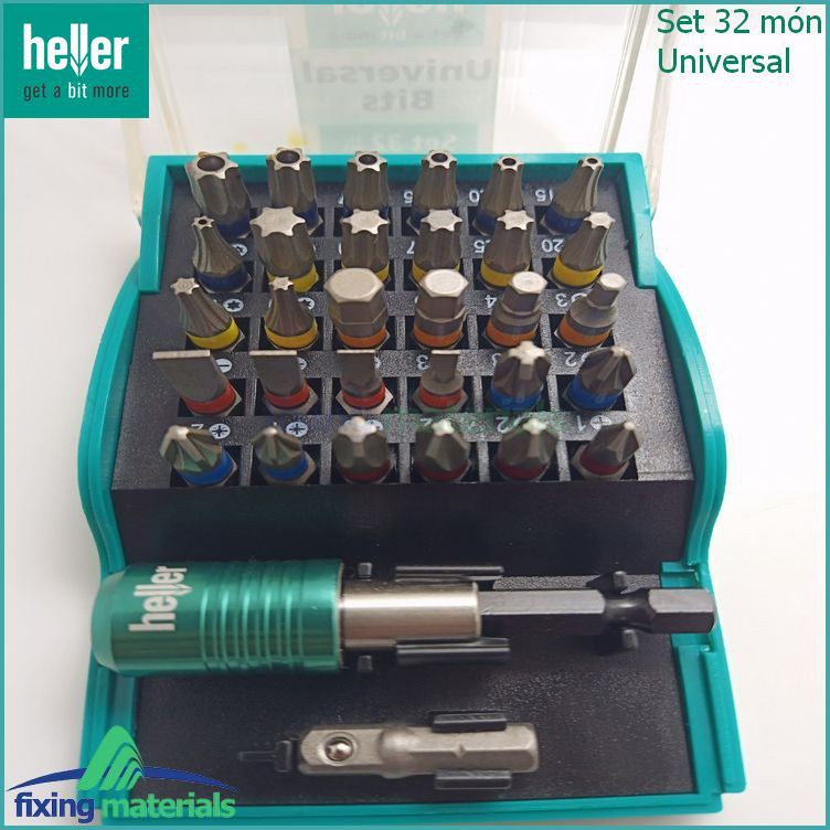 Hộp mũi bắn vít HELLER 32 món loại Universal, hàng của HELLER Germany