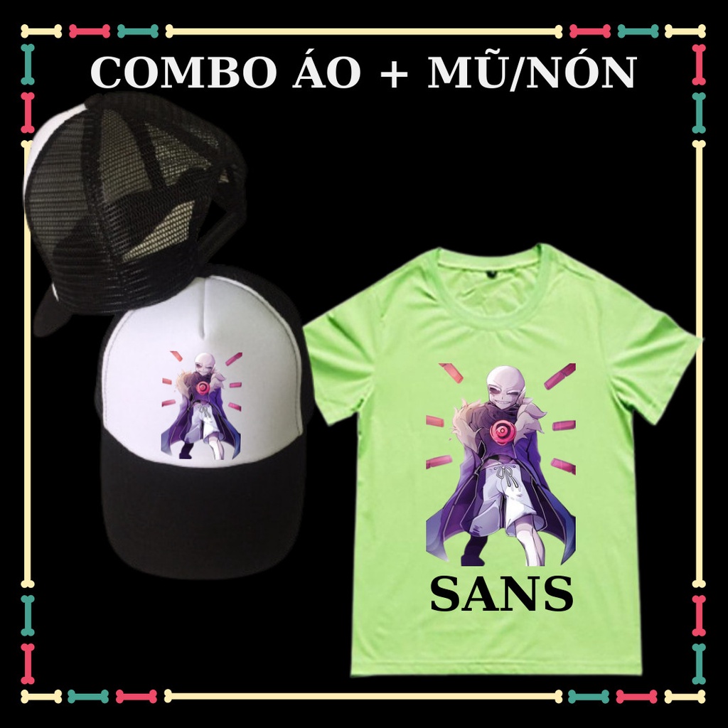 Set Áo thun cộc tay bé trai bé gái Undertale Sans, đủ màu sắc, đủ size áo, kèm Huy hiệu Sans