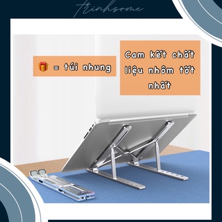 Giá đỡ laptop, macbook bằng nhôm siêu bền, đế tản nhiệt loại nhôm tốt nhất, tặng túi nhung đựng