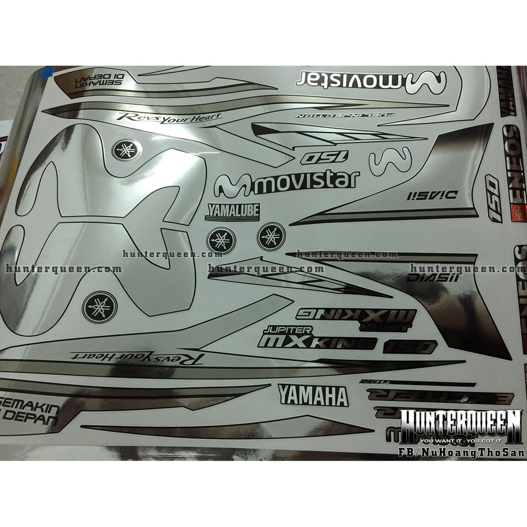 Tem Exciter 150. Tem rời chất liệu CROM, chữ MX king. Dán xe đen. Xe màu khác vui lòng inbox