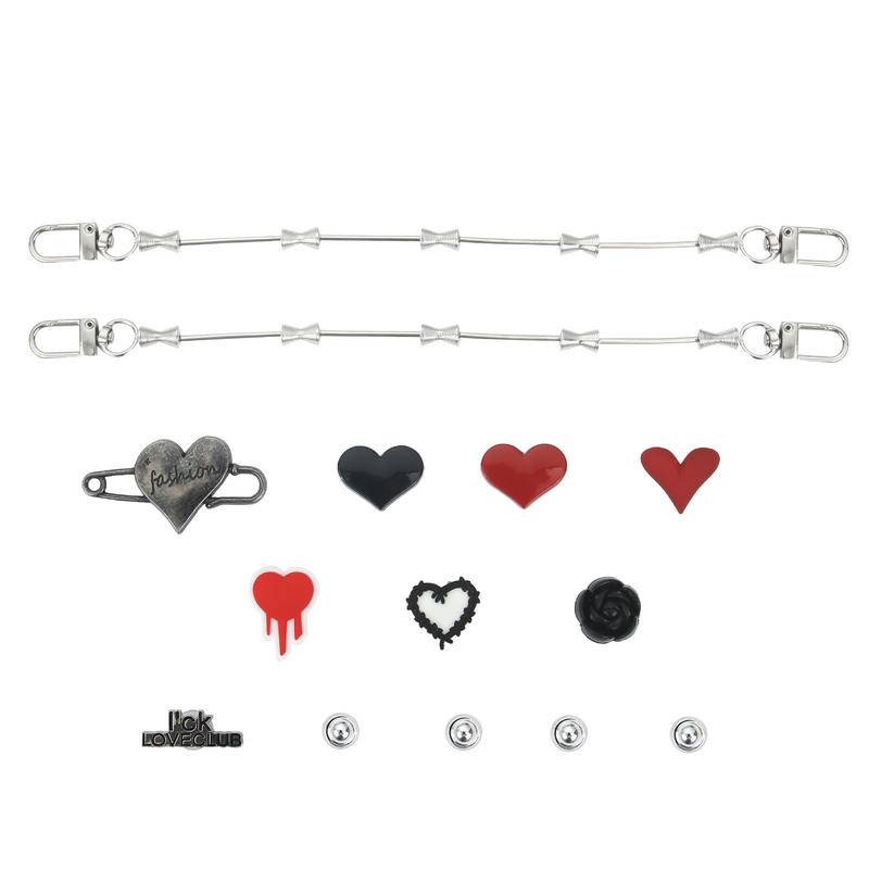 Sticker crocs Shoe Decoration for crocs đế caoPhụ Kiện Trang Trí Xăng đan Bằng Kim Loại Màu Đen Đỏ Phong Cách punk DIY Cho Bé
