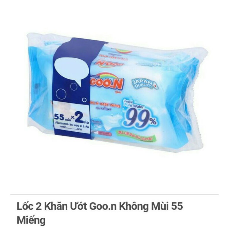 Lốc 2 Khăn Ướt Goo.n Không Mùi 55Miếng