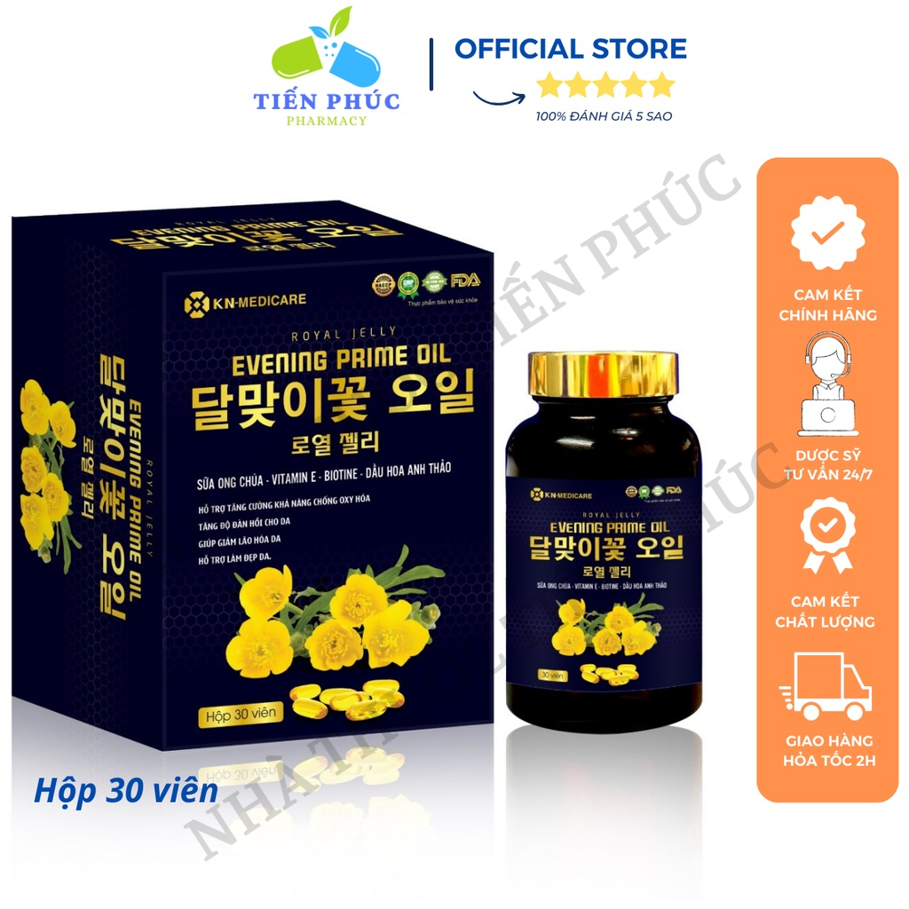 Viên Uống Royal Jelly Evening Prime Oil  - Hỗ trợ tăng cường khả năng chống oxy hóa, làm đẹp da Hộp 30v