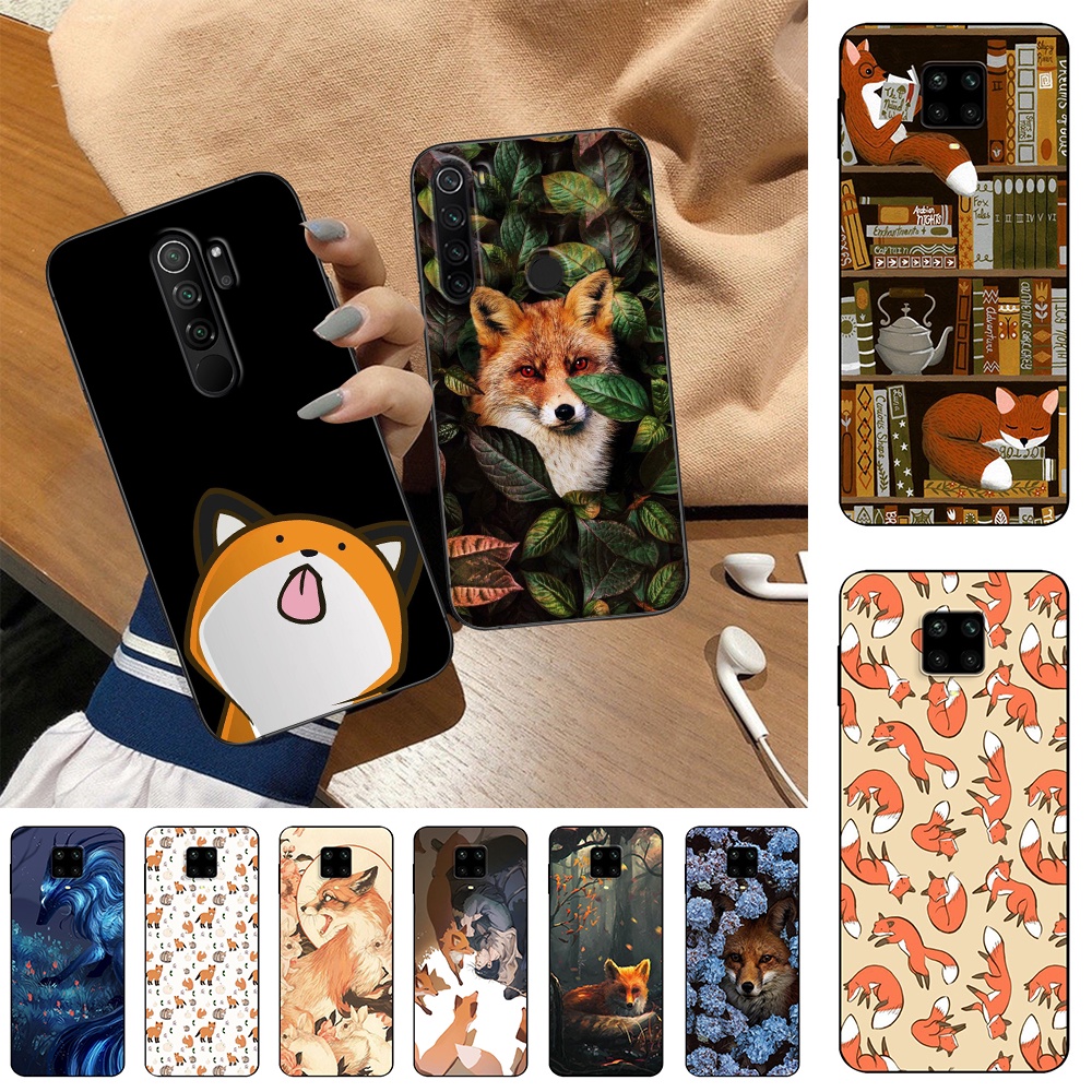 Ốp Điện Thoại Silicon Mềm Viền Đen Hình Cáo Hoạt Hình Dễ Thương Cho Redmi Note 7 Pro 8 8T 8 Pro 9