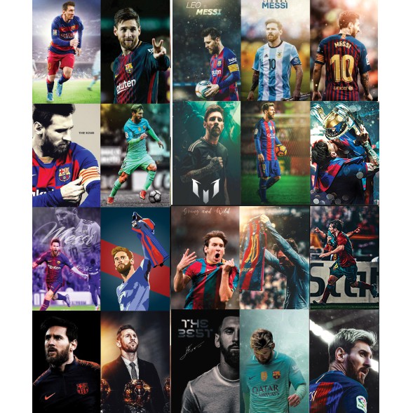 Combo 20 ảnh decal dán tường Messi, Barcelona NoBrand