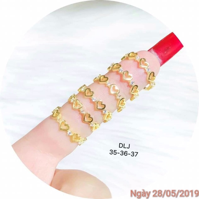 Nhẫn nữ hình tim vàng 10 đính đá