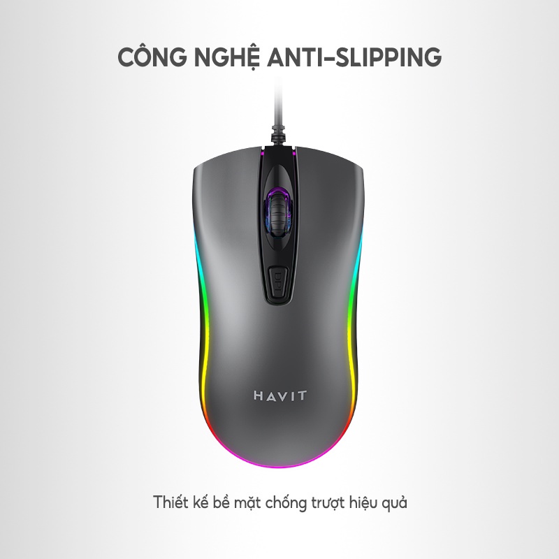 【Giao hàng nhanh】Chuột Có Dây HAVIT MS72 Độ Nhạy Lên Đến 1200 DPI , Có Đèn RGB - Chính Hãng Bảo Hành 12 Tháng