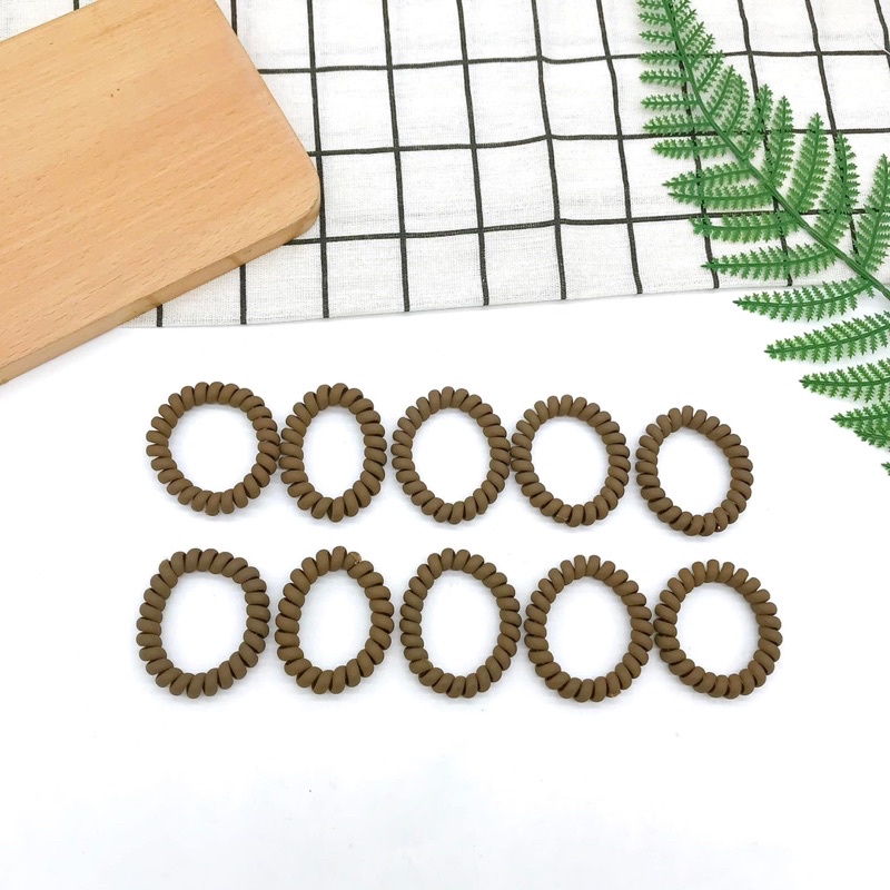 Dây cột tóc lò xo màu trà sữa nhám phong cách hàn quốc
