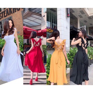 ĐẦM  MAX CÁNH TIÊN DÂY CHÉO LƯNG THẮT NƠ EO