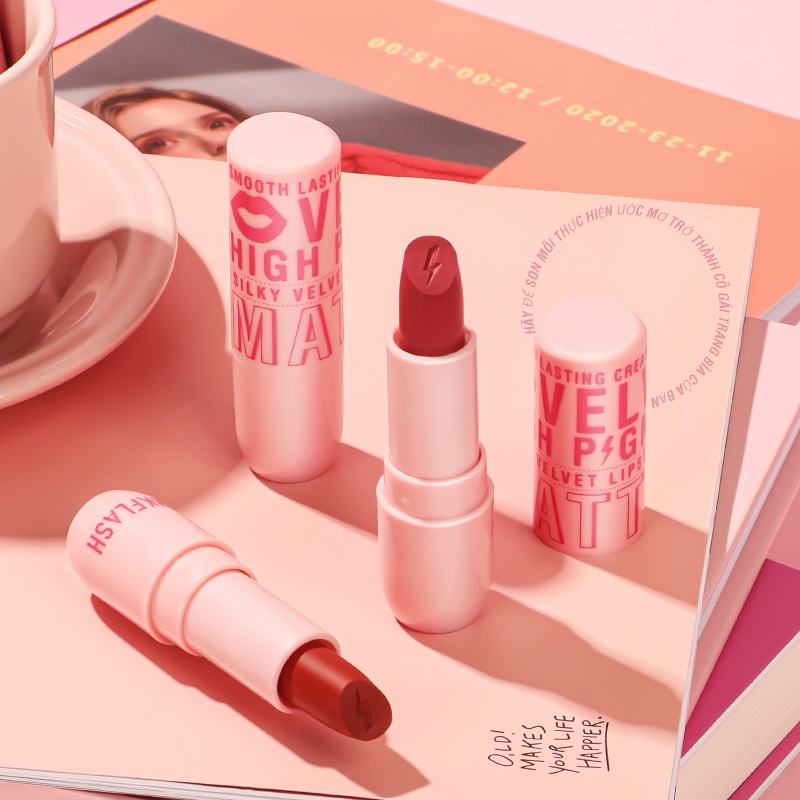 PINKFLASH Bộ Son kem lì kết cấu mượt mà lâu trôi