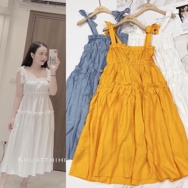 Váy 2 dây đũi lụa maxi